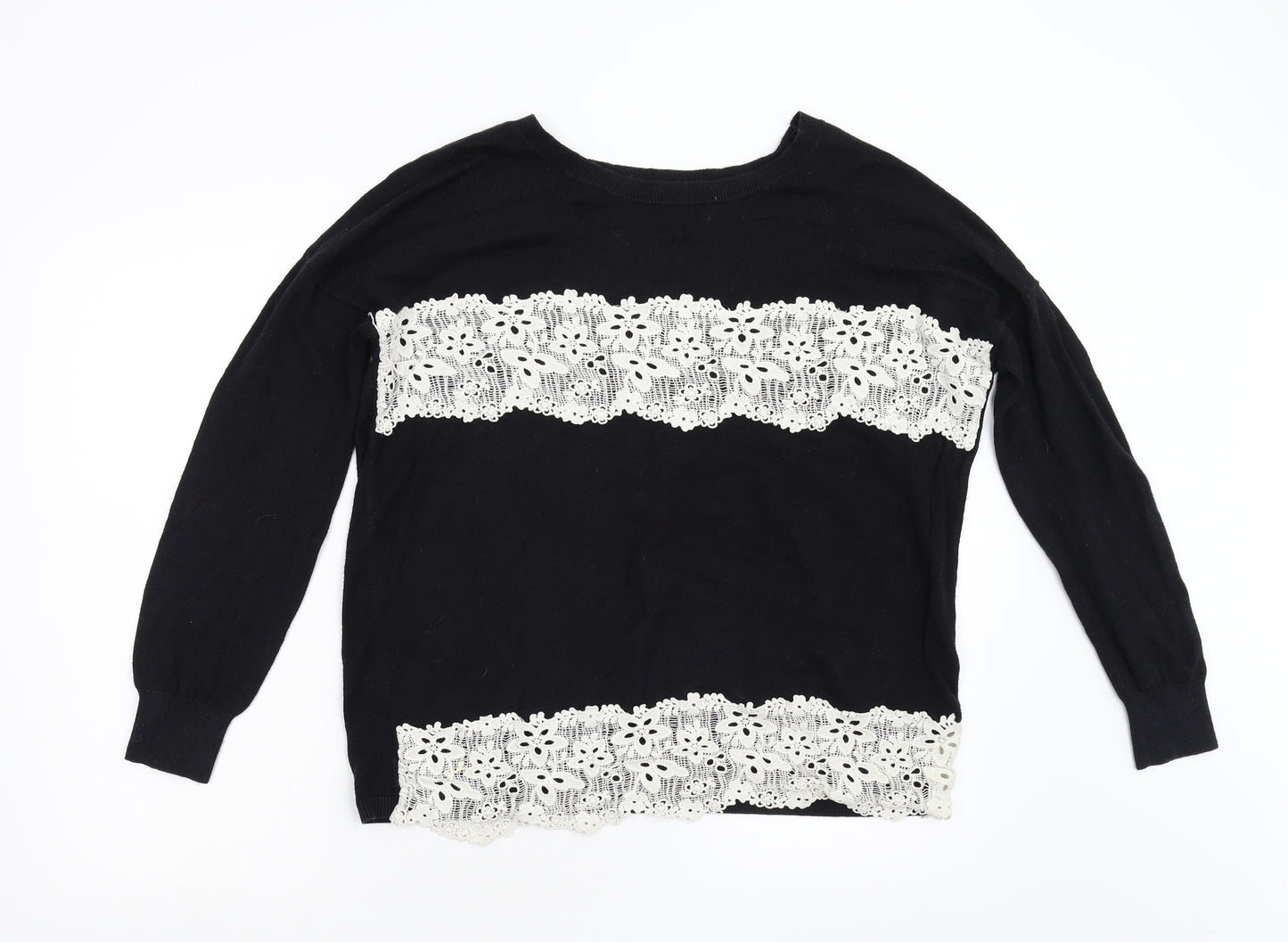 Oasis Womens Black  Knit Pullover Jumper Size M