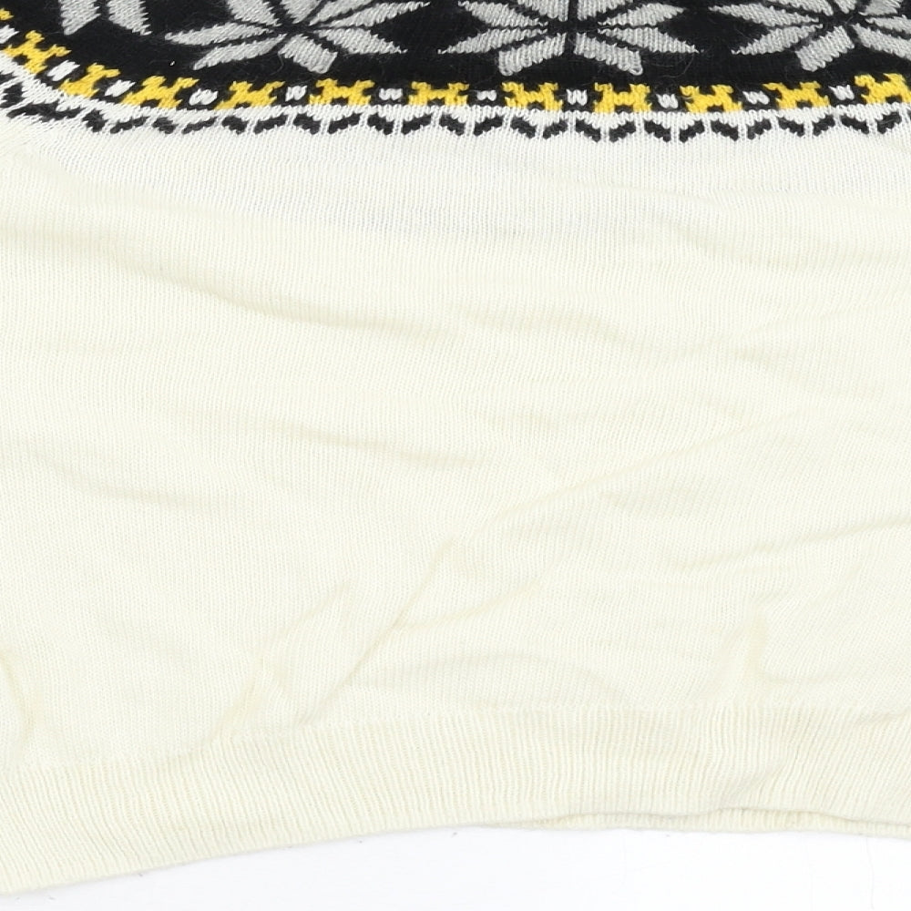 Topshop Womens Ivory Geometric Knit Pullover Jumper Size 10