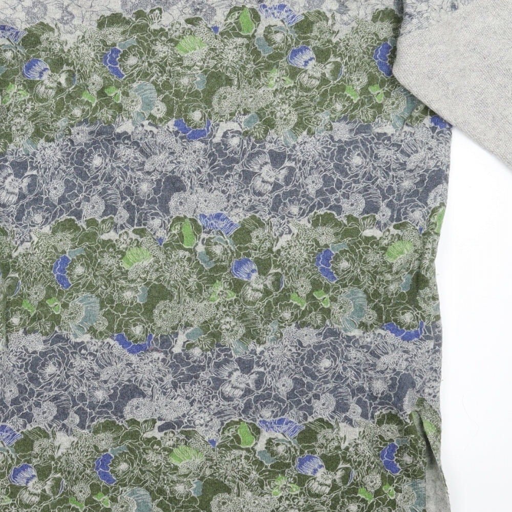 White Stuff Womens Grey Floral Knit Pullover Jumper Size 8
