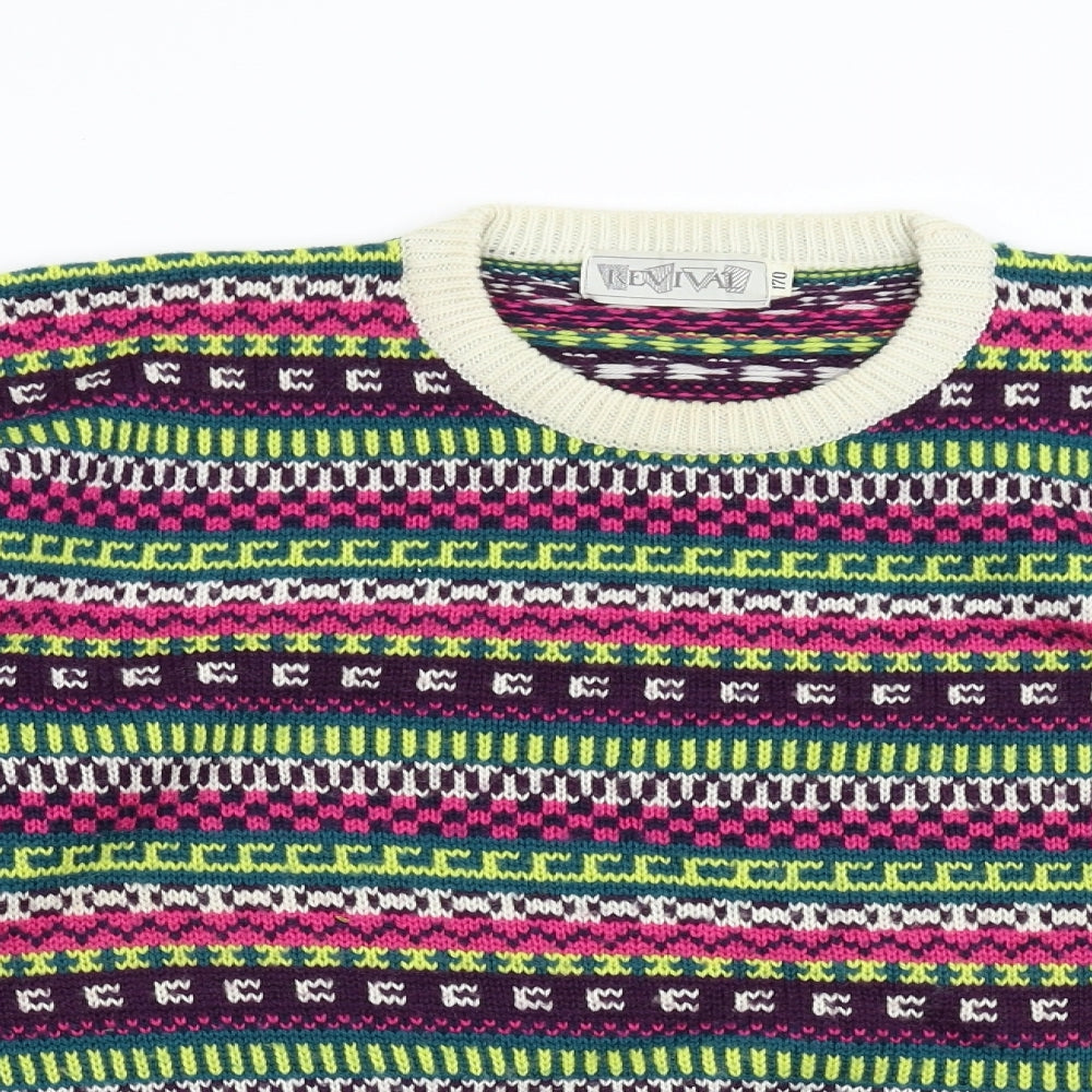 Revival Boys Multicoloured Geometric Knit Pullover Jumper Size 16 Years
