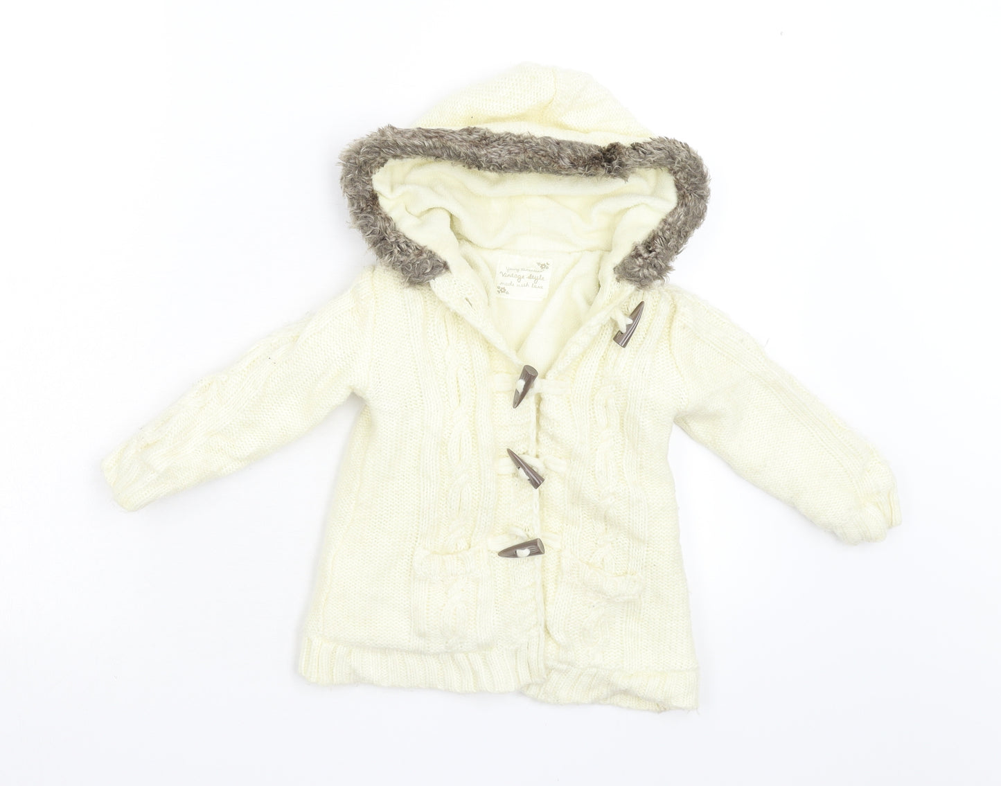 Young Dimension Baby Ivory  Knit Overcoat Coat Size 18-24 Months