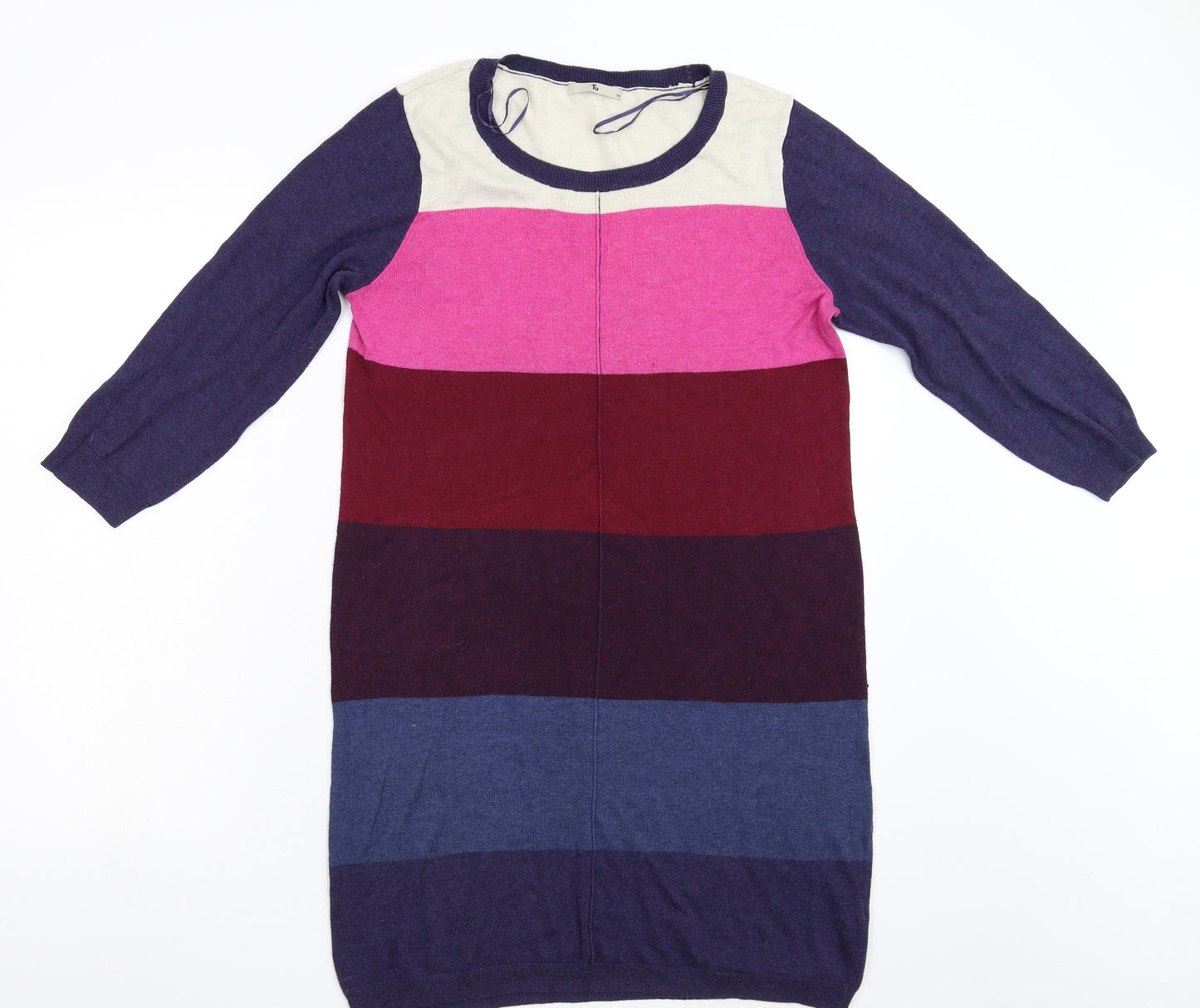 TU Womens Multicoloured Colourblock Knit Jumper Dress  Size 10