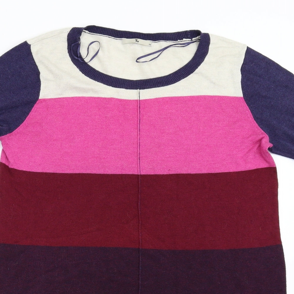 TU Womens Multicoloured Colourblock Knit Jumper Dress  Size 10