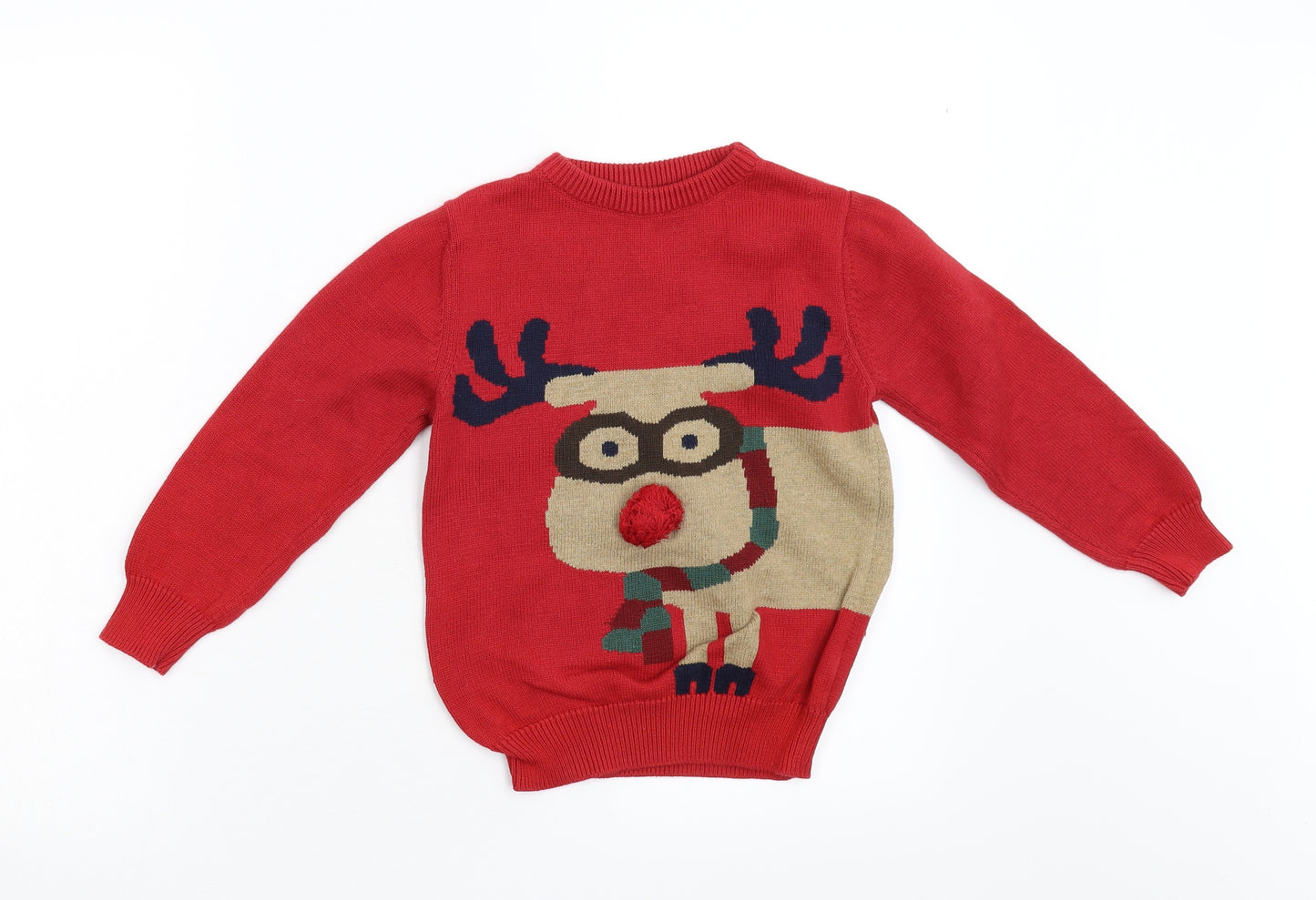 NEXT Boys Red  Knit Pullover Jumper Size 5-6 Years