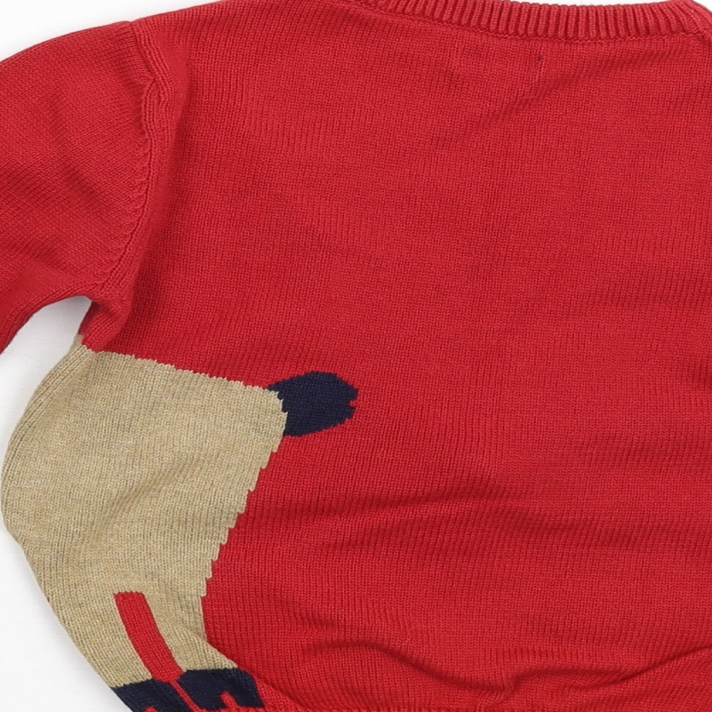NEXT Boys Red  Knit Pullover Jumper Size 5-6 Years