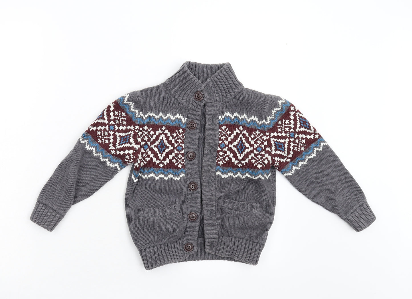 m&s Boys Grey  Knit Cardigan Jumper Size 4-5 Years