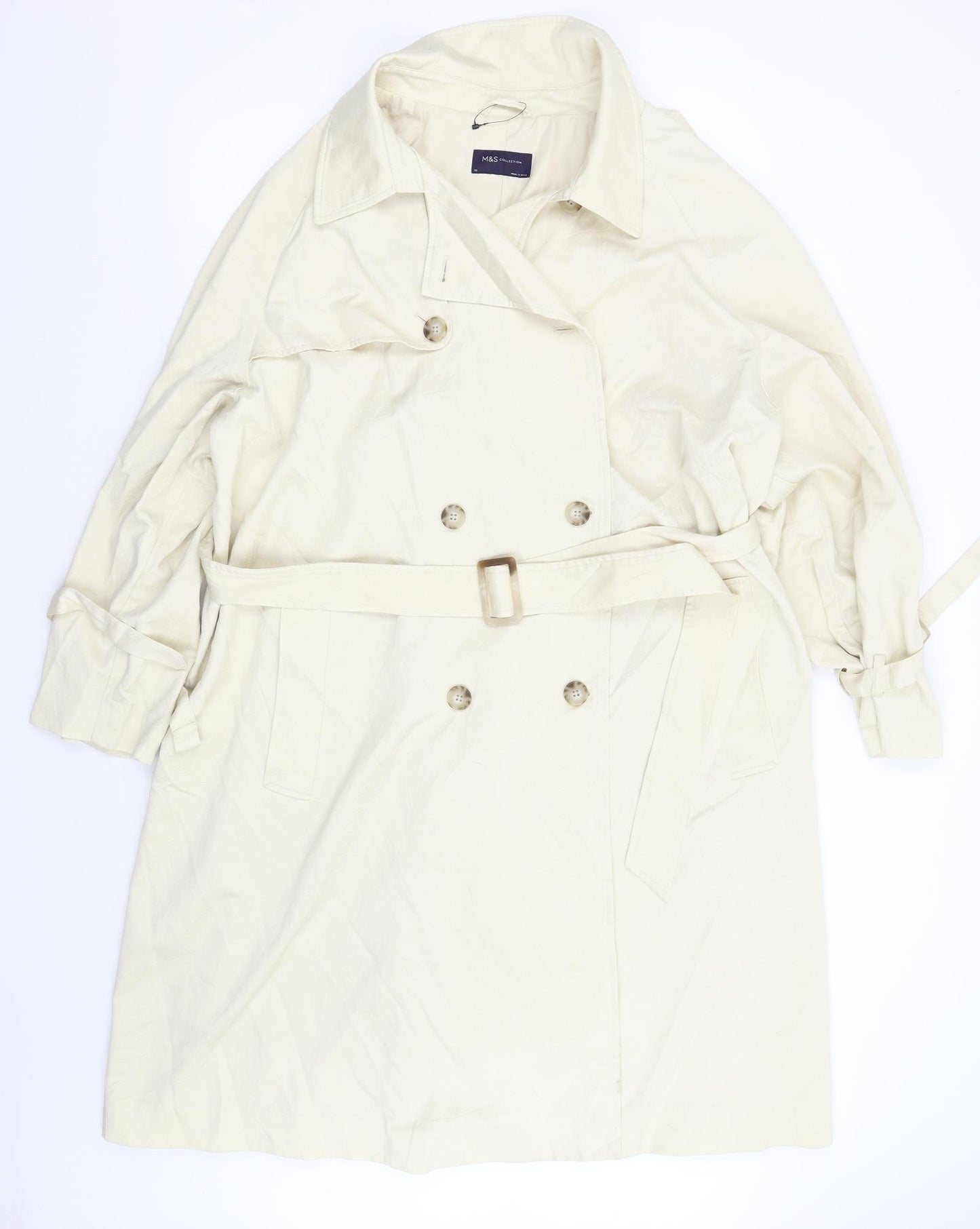 M&S Womens Beige   Trench Coat Coat Size 22
