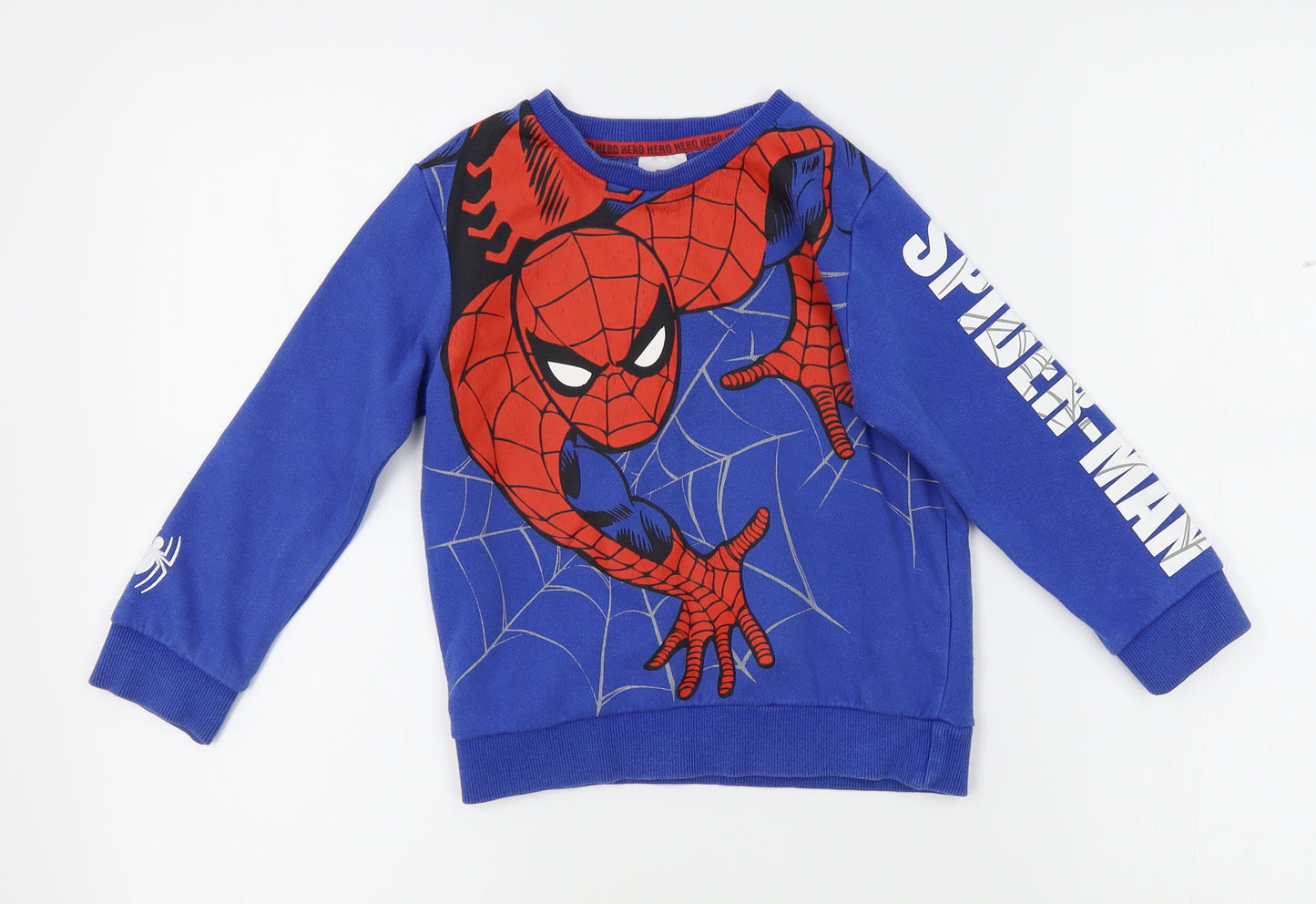Tesco Boys Blue   Pullover Jumper Size 4-5 Years  - marvel, spiderman