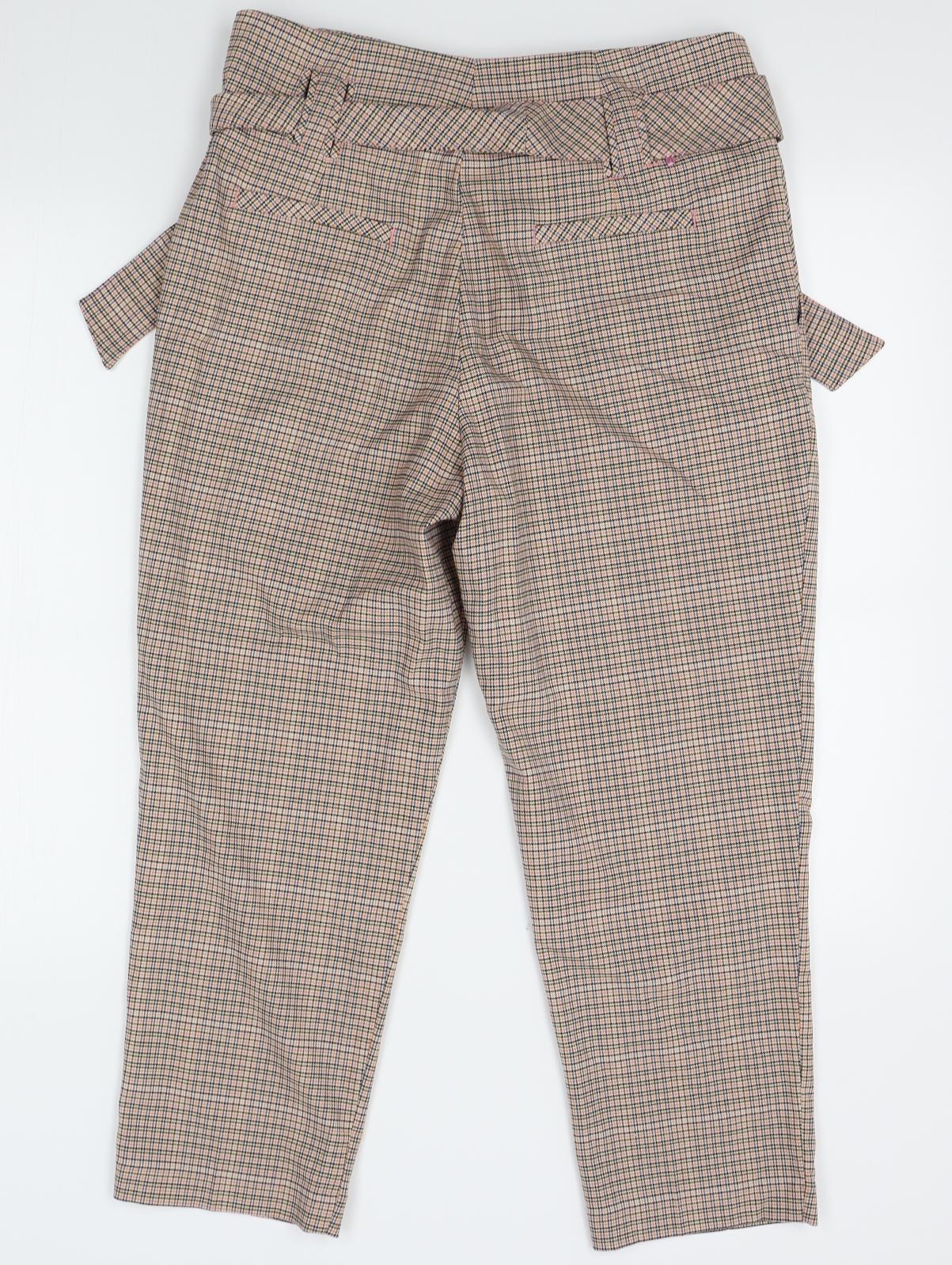 NEXT Womens Beige Check  Chino Trousers Size 12 L23 in