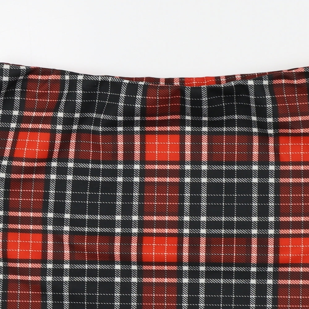 Missguided Womens Red Plaid  A-Line Skirt Size 10