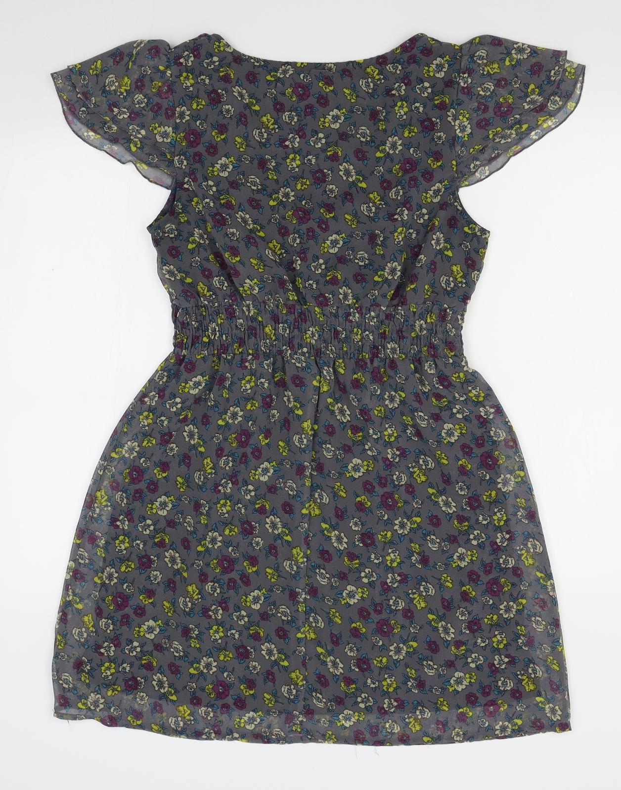 George Womens Grey Floral  A-Line  Size 12