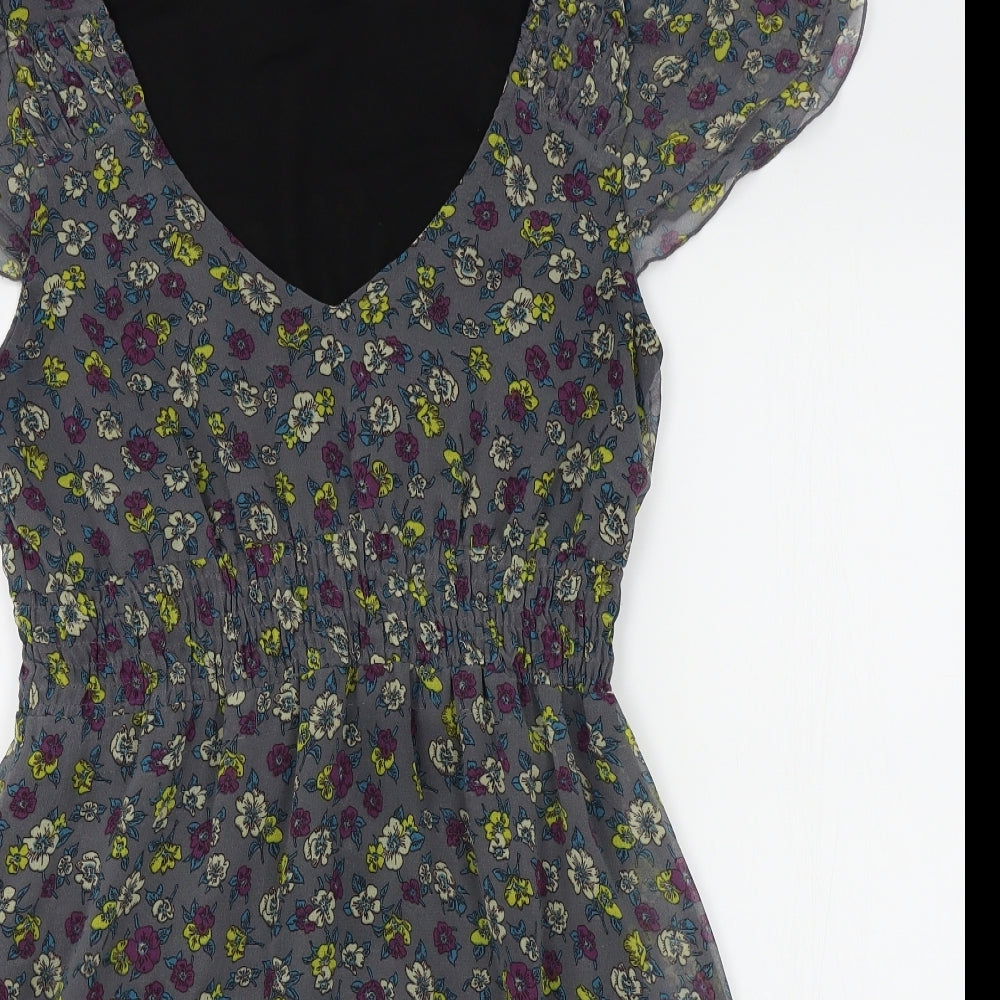 George Womens Grey Floral  A-Line  Size 12