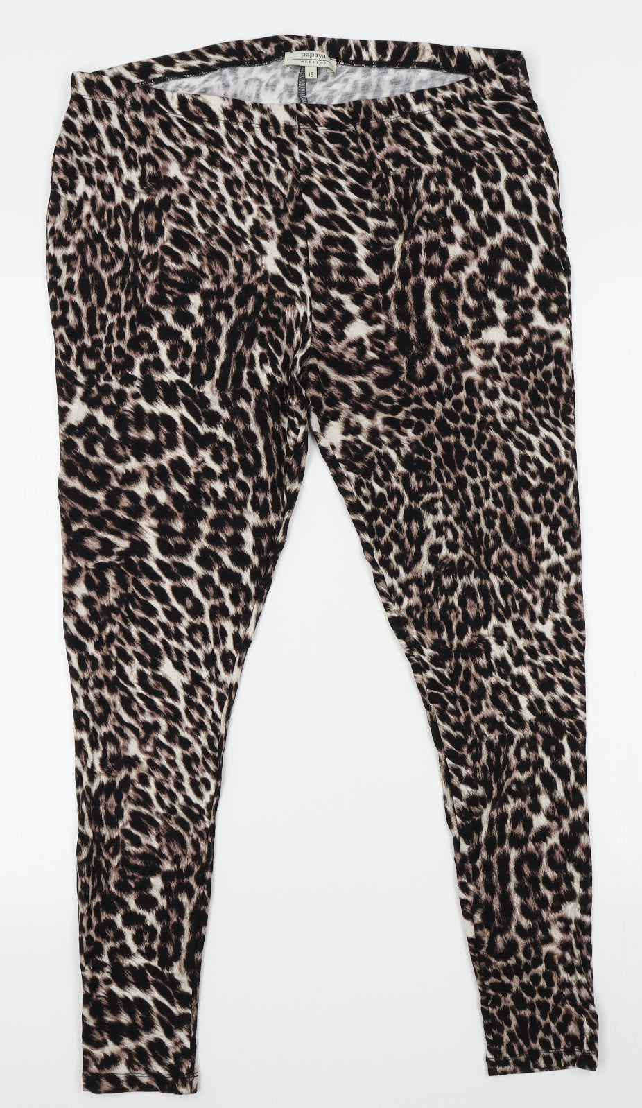 Papaya Womens Brown Animal Print   Leggings Size 18 L25 in