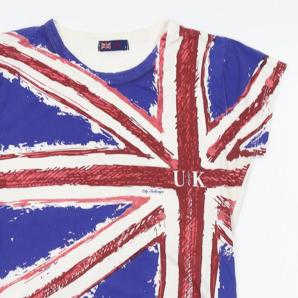 UK Womens Blue   Basic T-Shirt Size L  - Union Jack, UK