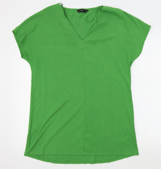 Front view of F&F women’s green jumper, size UK 12