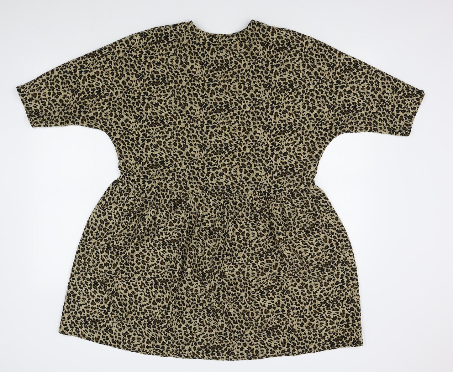 Boohoo Womens Brown Animal Print  Basic Blouse Size 8