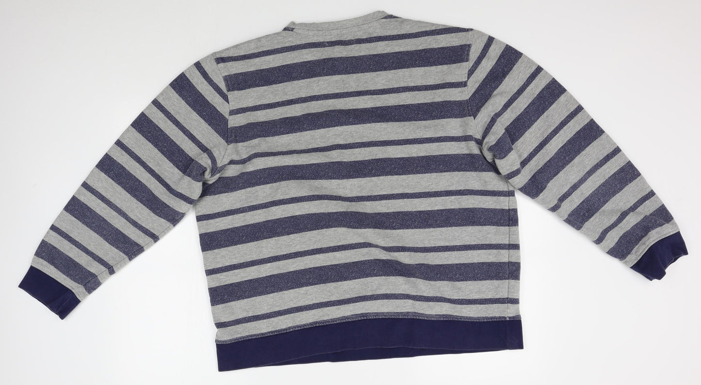 George Mens Blue Striped  Pullover Jumper Size XL