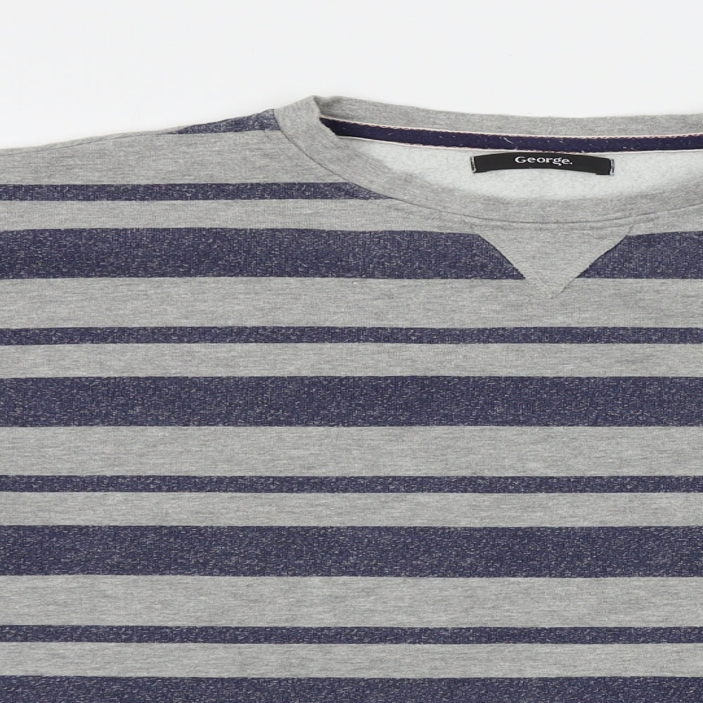 George Mens Blue Striped  Pullover Jumper Size XL