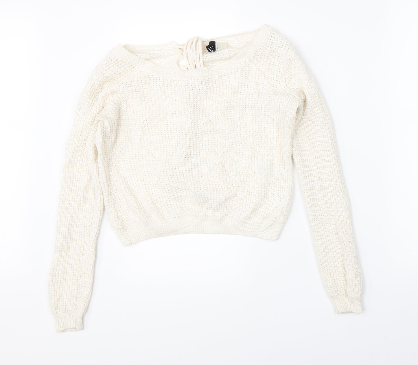 Divided Womens White  Knit Pullover Jumper Size S