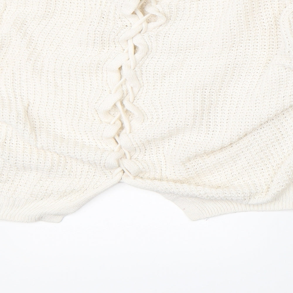 Divided Womens White  Knit Pullover Jumper Size S