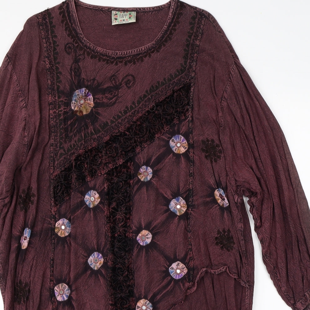 Rapp Womens Purple Floral  Basic Blouse One Size