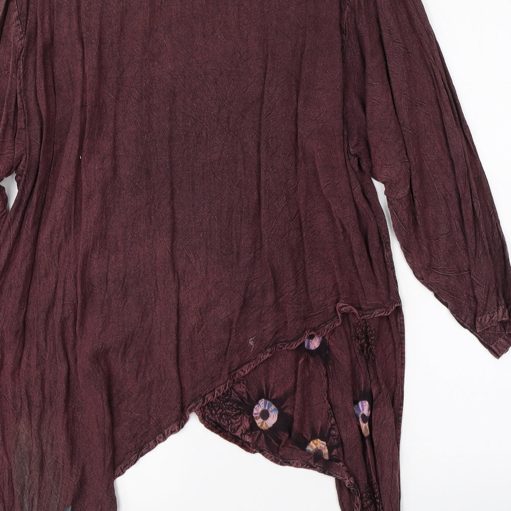 Rapp Womens Purple Floral  Basic Blouse One Size