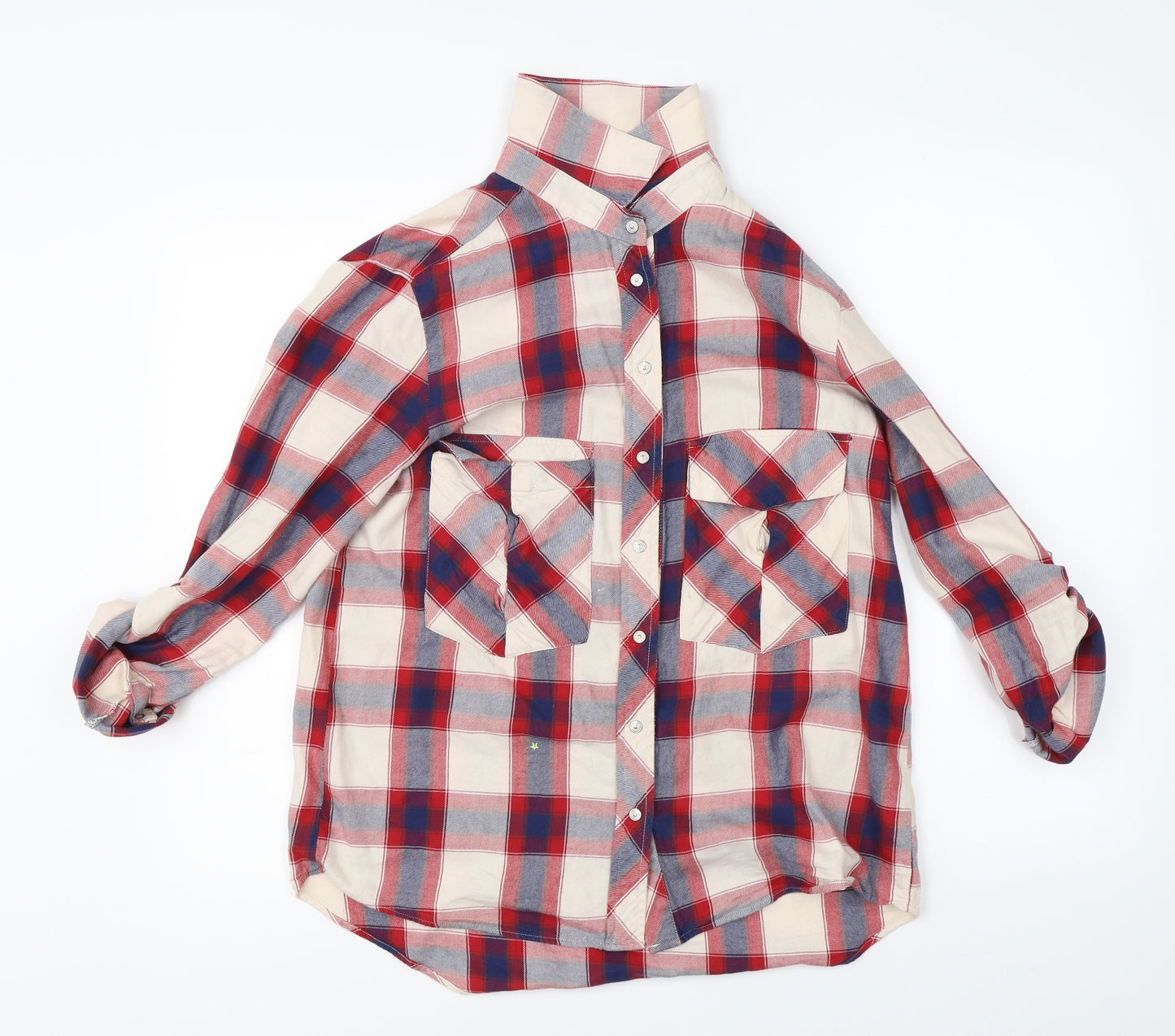 Zara Womens Multicoloured Check  Basic Blouse Size M