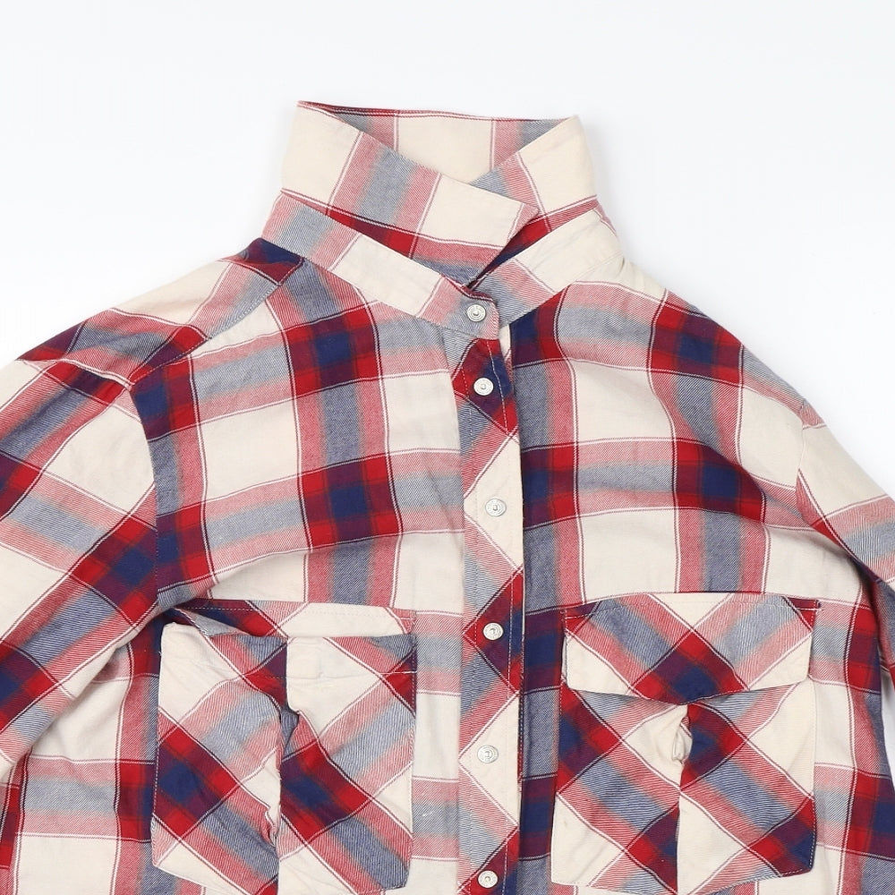Zara Womens Multicoloured Check  Basic Blouse Size M