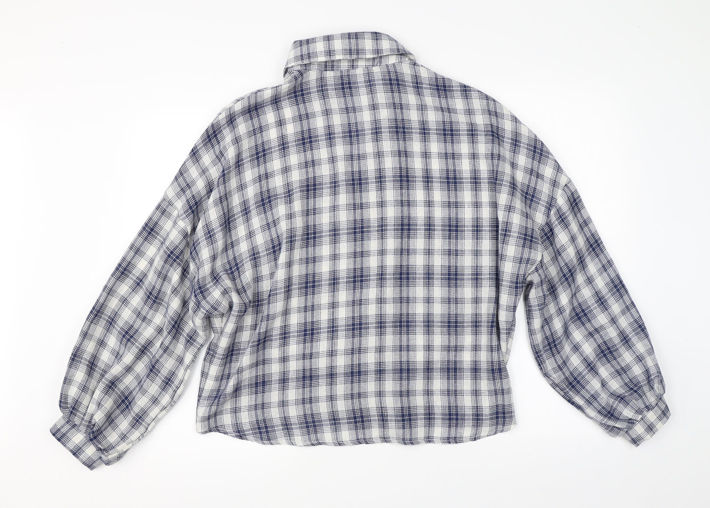 Nasty Gal Womens Blue Check  Basic Button-Up Size 8