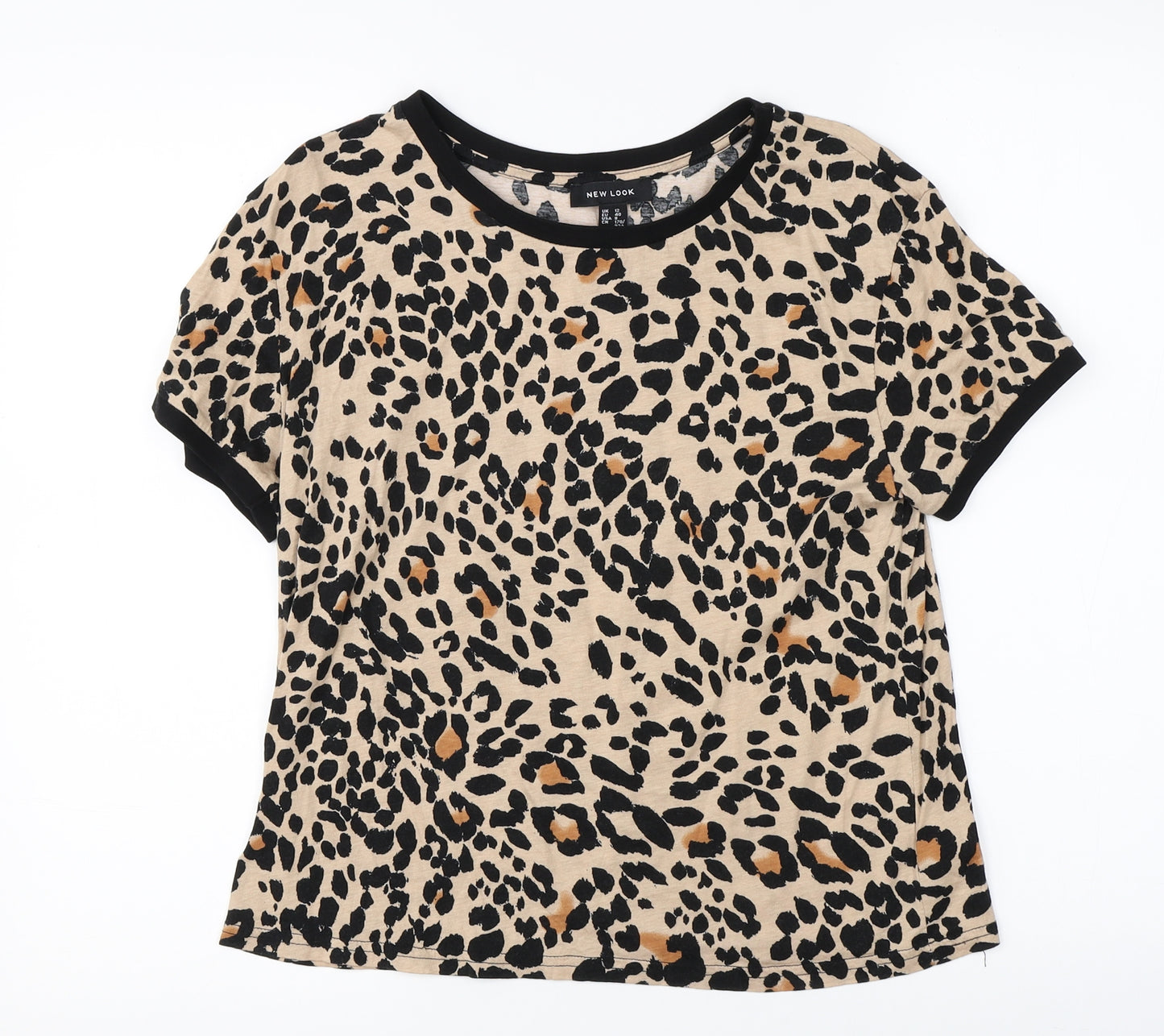 New Look Womens Orange Animal Print  Basic T-Shirt Size 12