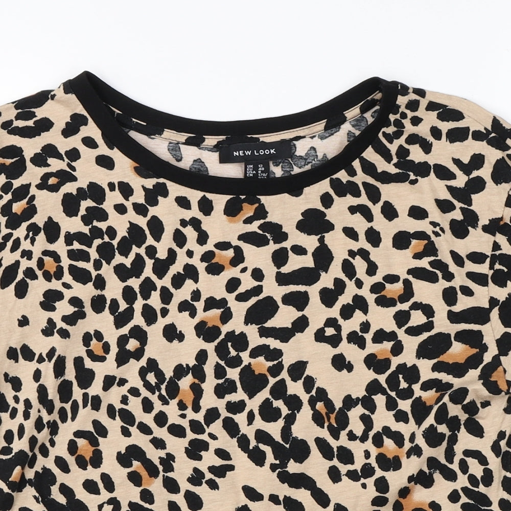 New Look Womens Orange Animal Print  Basic T-Shirt Size 12