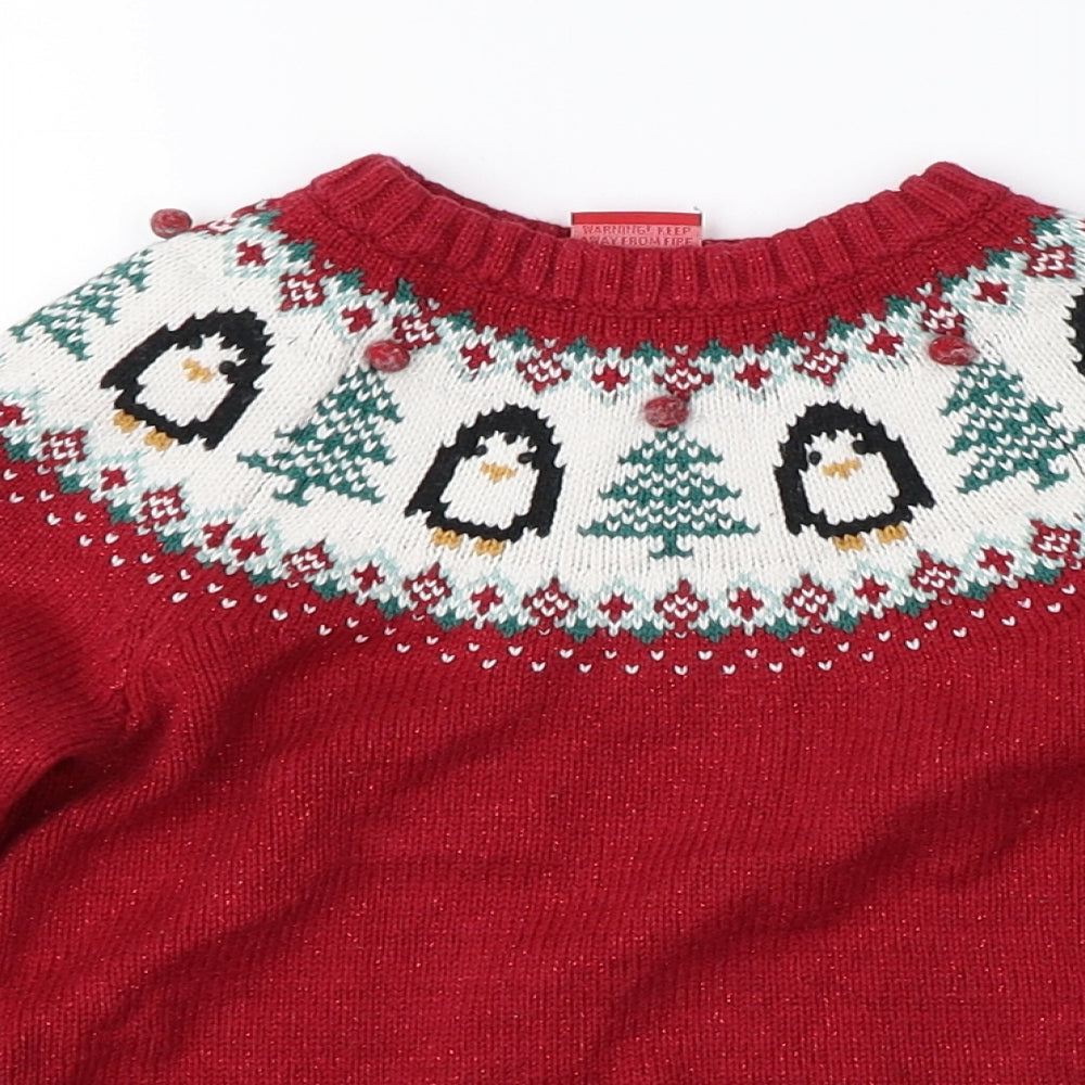 Jingles & Joy Boys Red   Pullover Jumper Size 4 Years  - christmas