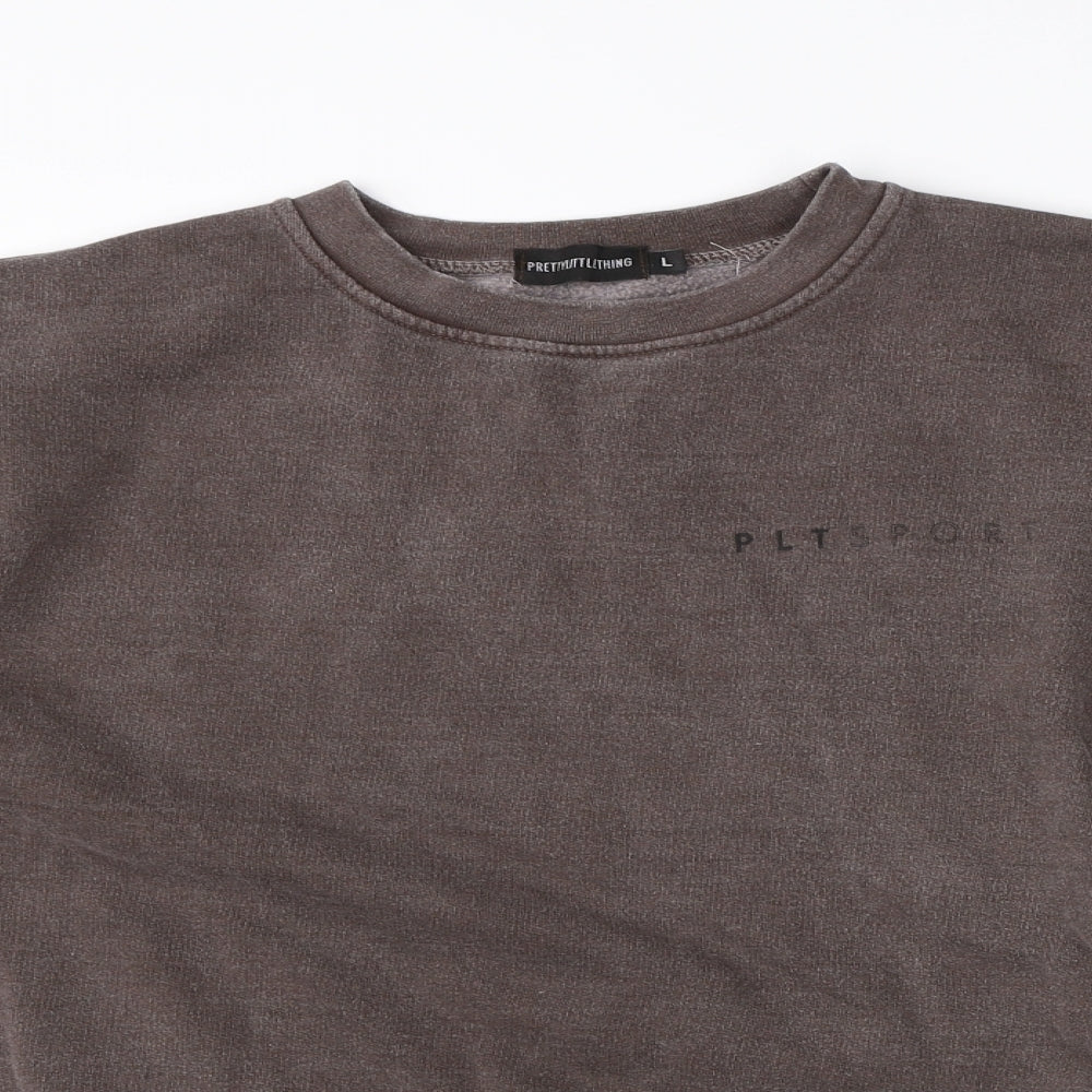 Pretty Little Thing Womens Brown   Pullover Sweatshirt Size L