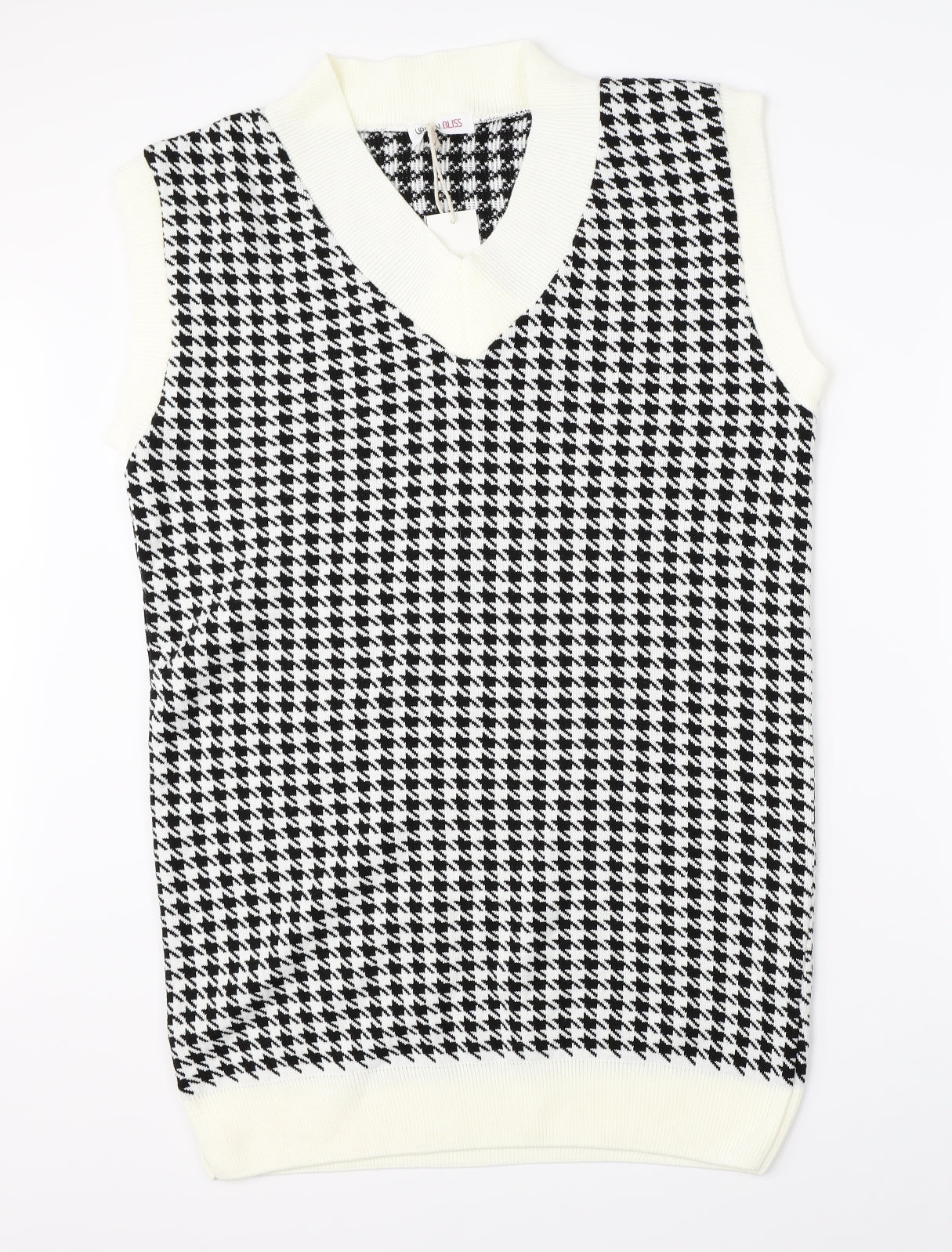 Urban Bliss Womens White Houndstooth  Pullover Jumper Size L