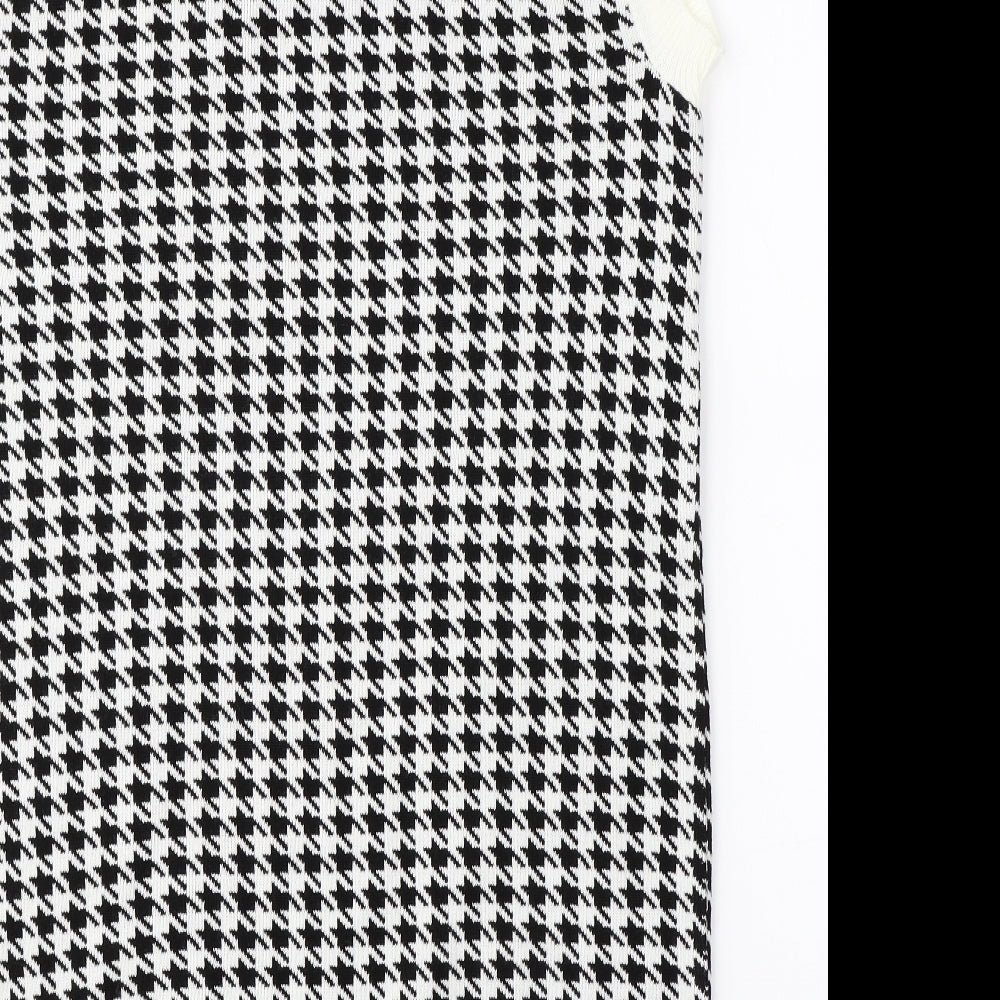 Urban Bliss Womens White Houndstooth  Pullover Jumper Size L