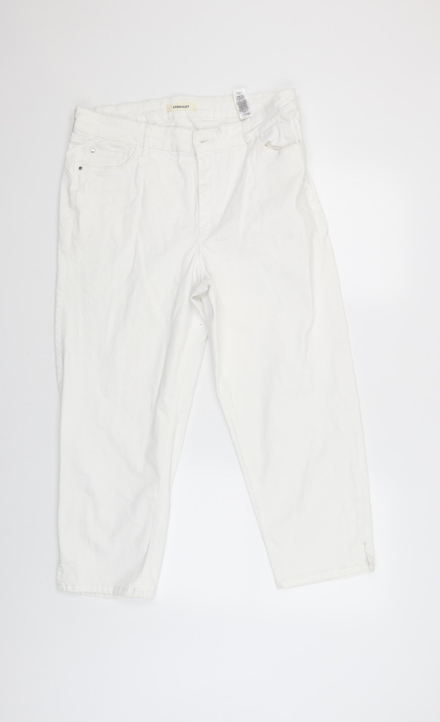 M&S Womens White   Straight Jeans Size 18 L22 in