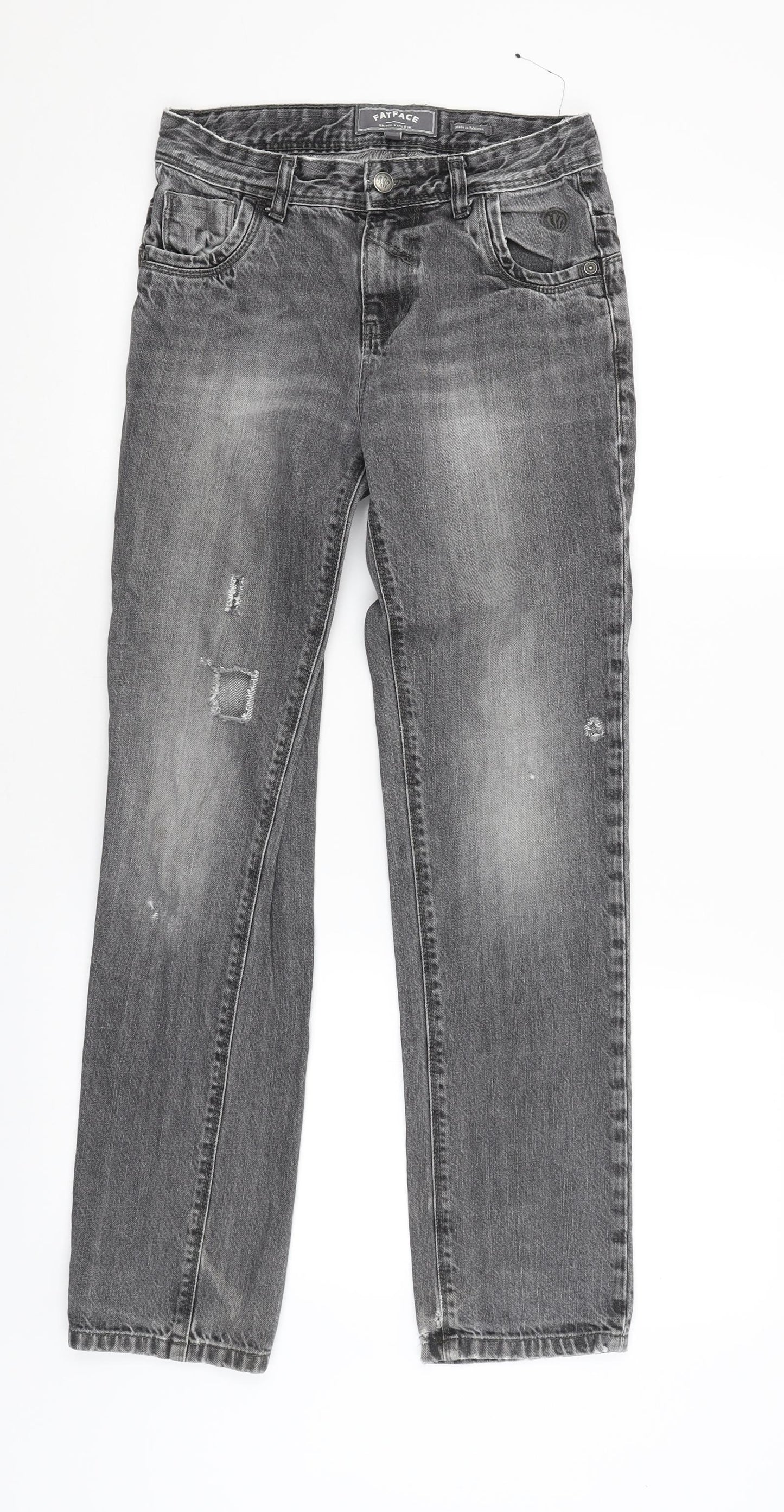 Fat Face Girls Grey   Straight Jeans Size 12-13 Years - Distressed