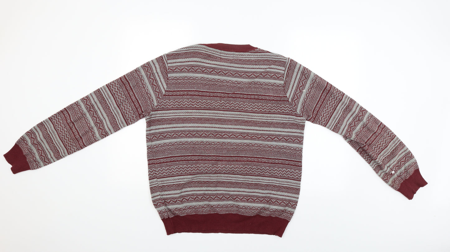 Topman Mens Red Striped  Pullover Jumper Size M