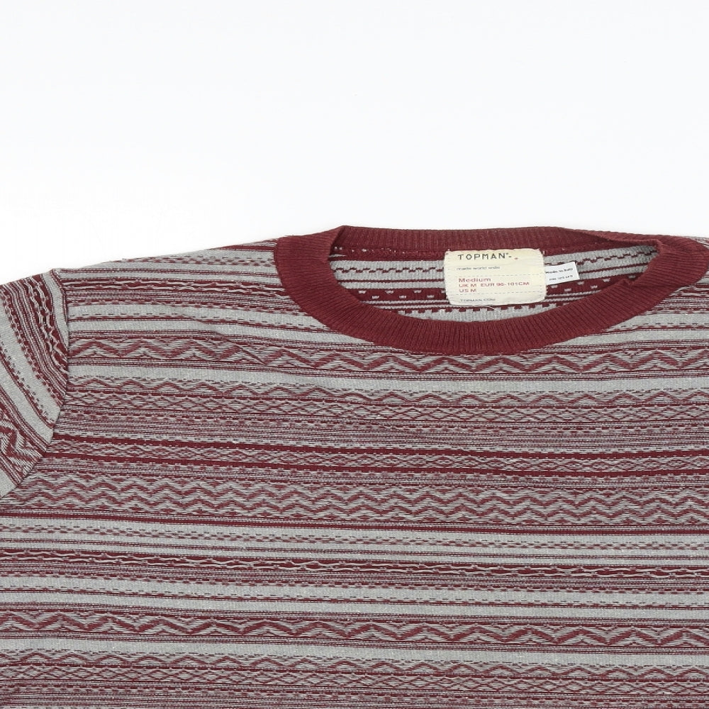 Topman Mens Red Striped  Pullover Jumper Size M