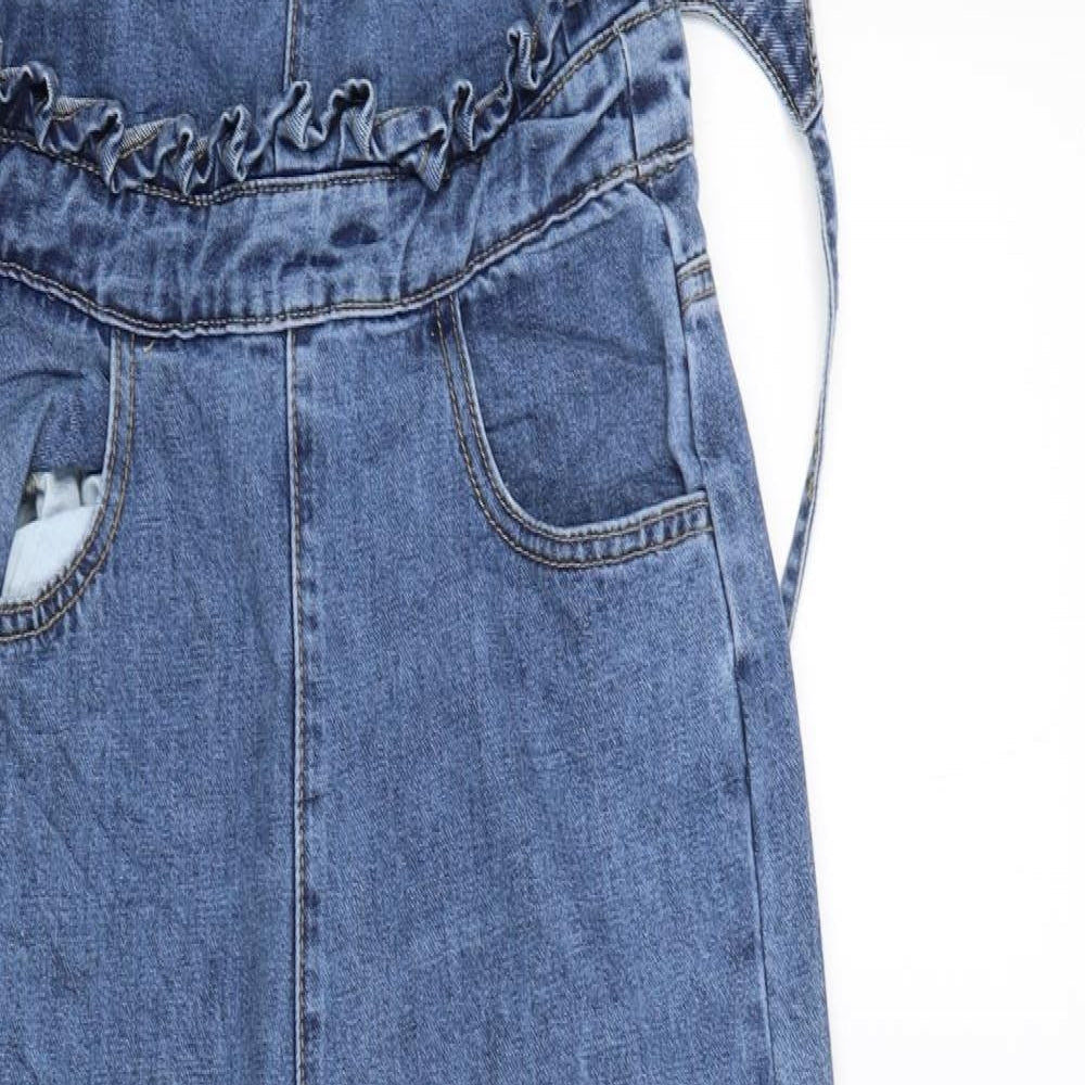 Lost Ink Womens Blue   Pinafore/Dungaree Dress  Size 6