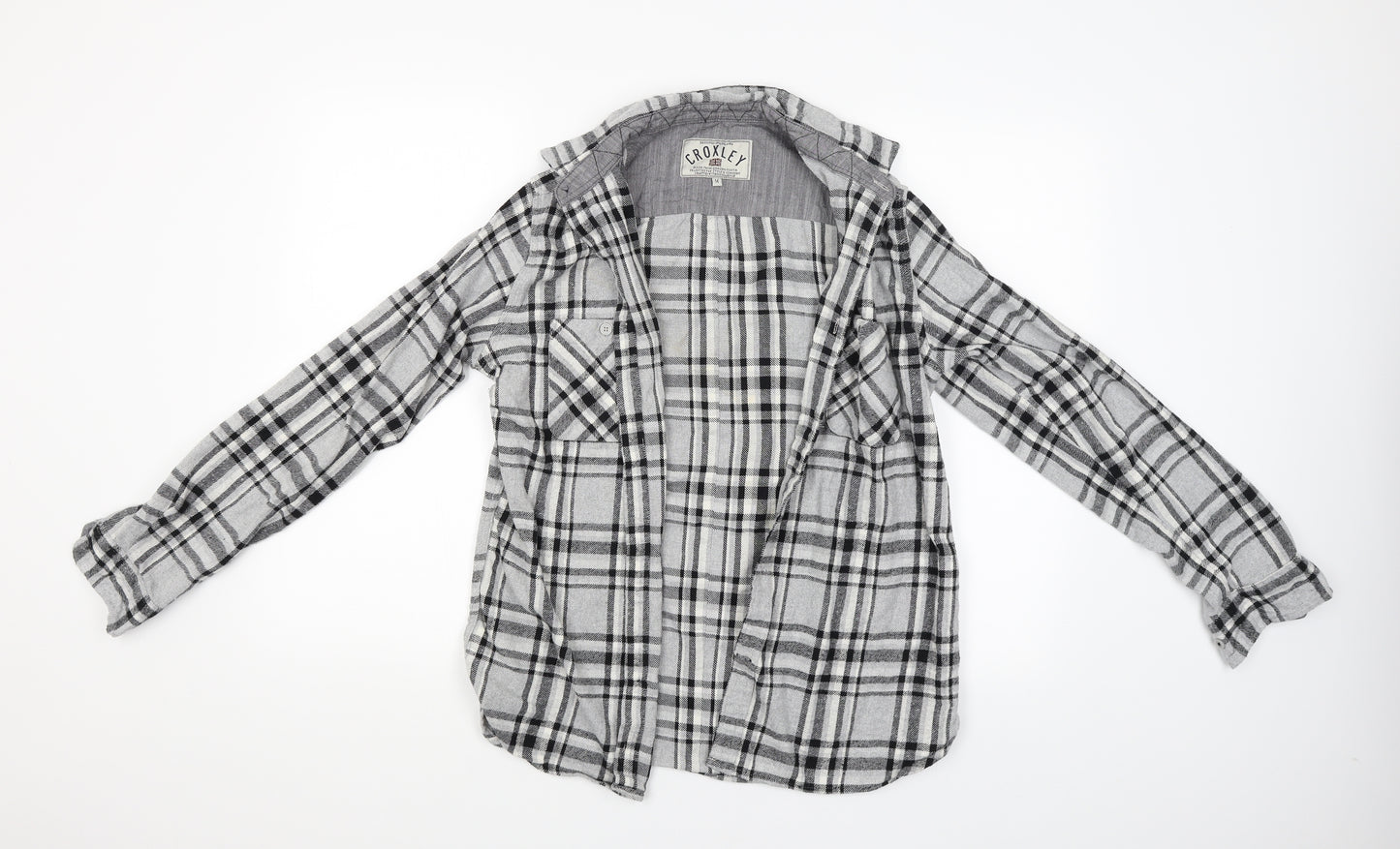 Croxley Mens Beige Check  Cardigan Jumper Size M