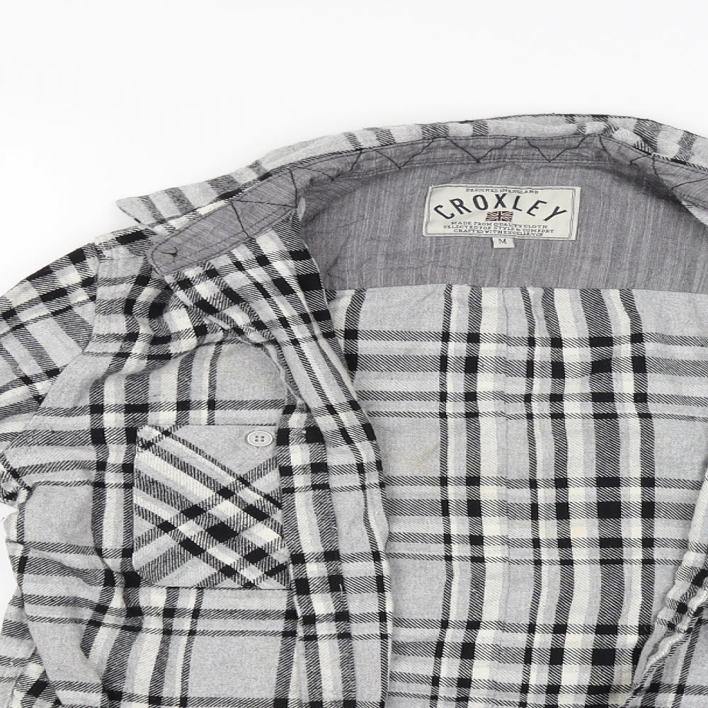 Croxley Mens Beige Check  Cardigan Jumper Size M