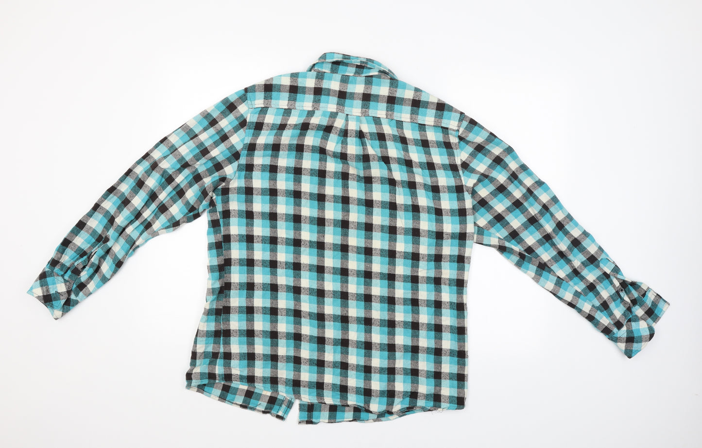 George Mens Blue Check   Button-Up Size L
