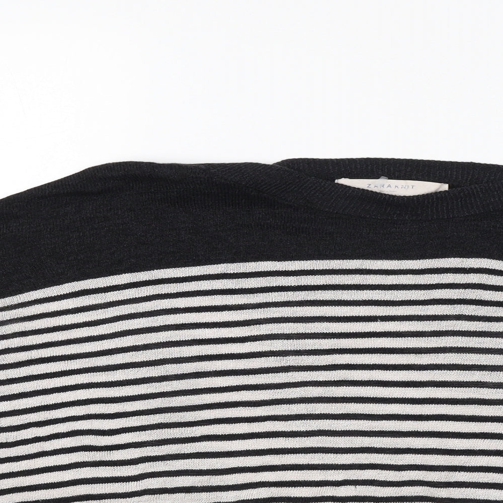 Zara Knit Womens Black Striped  Pullover Jumper Size S