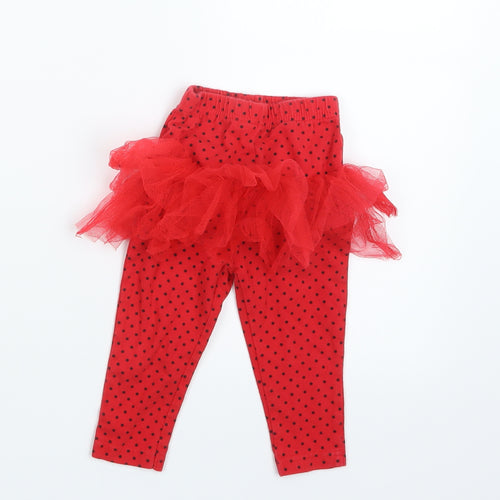 George Girls Red Polka Dot  Trousers Outfit/Set Size 6-9 Months