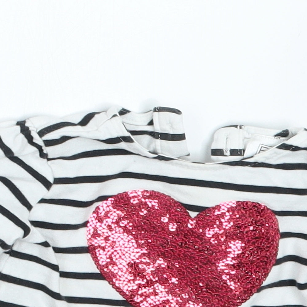 F&F Girls Black Striped  Basic T-Shirt Size 6-9 Months