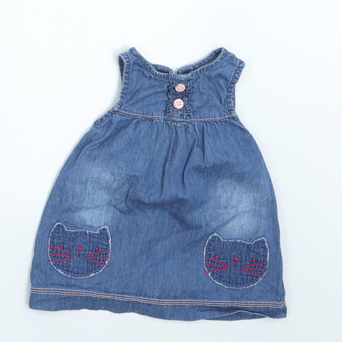 F&F Girls Blue   Pinafore/Dungaree Dress  Size 3-6 Months