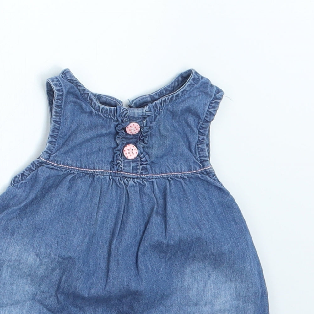 F&F Girls Blue   Pinafore/Dungaree Dress  Size 3-6 Months