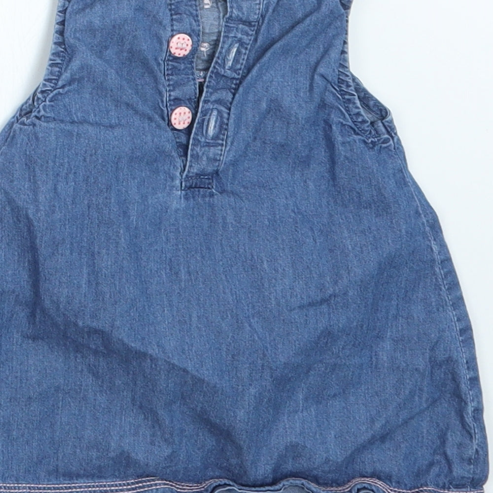 F&F Girls Blue   Pinafore/Dungaree Dress  Size 3-6 Months