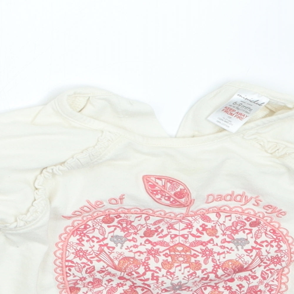 Mini Club Girls Ivory   Basic T-Shirt Size 6-9 Months